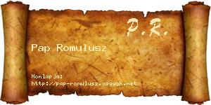 Pap Romulusz névjegykártya